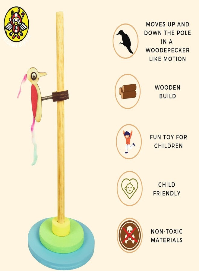 Techny Birds Technybirds Wooden Pecking Woodpecker and Wooden Ring Sorter Combo | Educational Toys for Kids | Montessori Learning | Imaginative Play | Shape and Color Recognition - Image 4